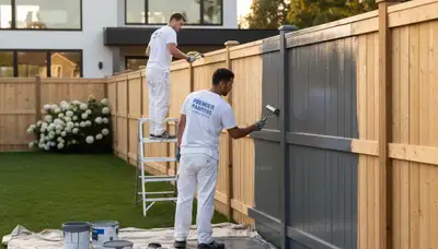 Fence painting in Chico, CA by Chico Paint Pros for durable wood and metal fence protection